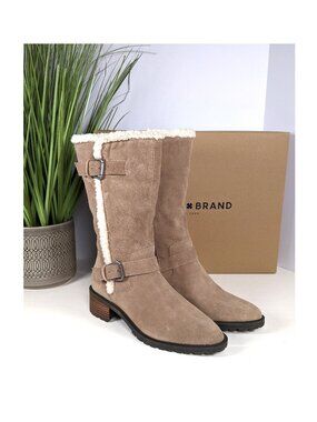 NWB Lucky Brand Jacoba Leather & Faux-Shearling-Trim Women's Boots - Sz 7.5